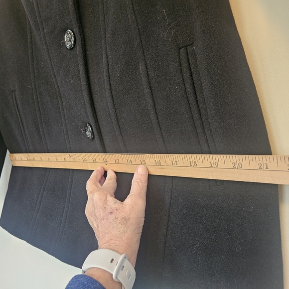 Croft & Barrow Wool Blend Coat Women's Size Large Black Single Breasted Button - Picture 11 of 13